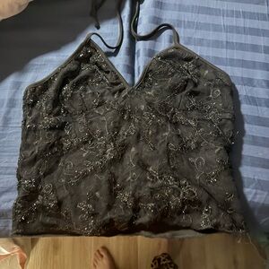 ROMWE Black Beaded Camisole Top